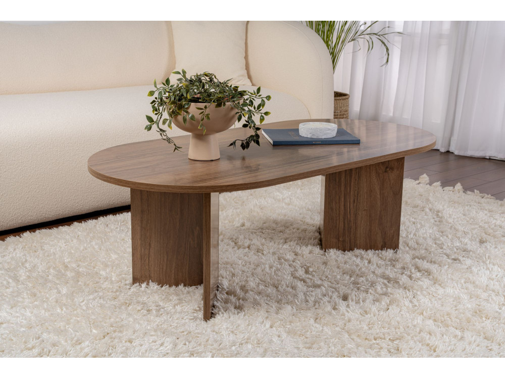 Mesa de centro de madeira "Sand" - 60 x 119 x 40 cm - Nogueira