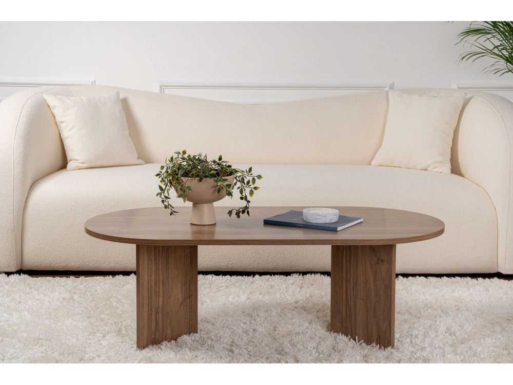 Mesa de centro de madeira "Sand" - 60 x 119 x 40 cm - Nogueira