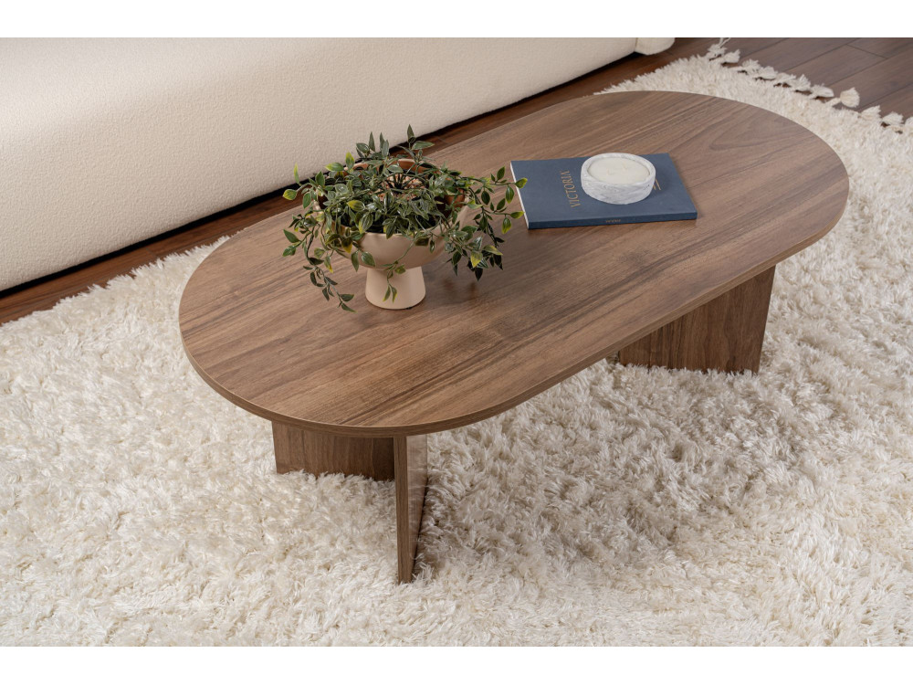 Mesa de centro de madeira "Sand" - 60 x 119 x 40 cm - Nogueira