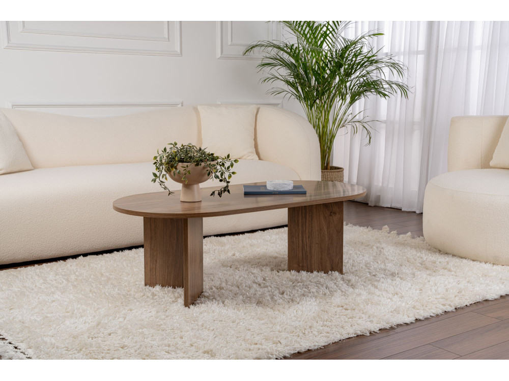 Mesa de centro de madeira "Sand" - 60 x 119 x 40 cm - Nogueira