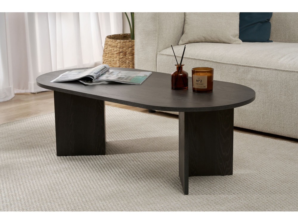 Mesa de centro de madeira "Sand" - 60 x 119 x 40 cm - Luz Negra