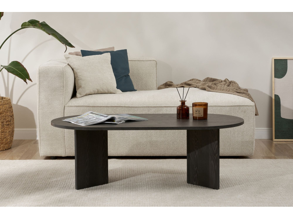 Mesa de centro de madeira "Sand" - 60 x 119 x 40 cm - Luz Negra