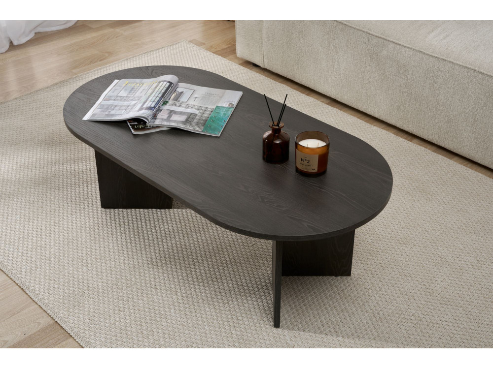 Mesa de centro de madeira "Sand" - 60 x 119 x 40 cm - Luz Negra