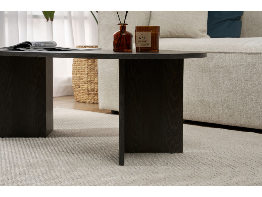 Mesa de centro de madeira "Sand" - 60 x 119 x 40 cm - Luz Negra