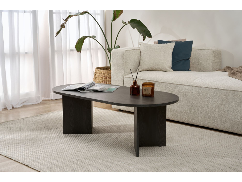 Mesa de centro de madeira "Sand" - 60 x 119 x 40 cm - Luz Negra