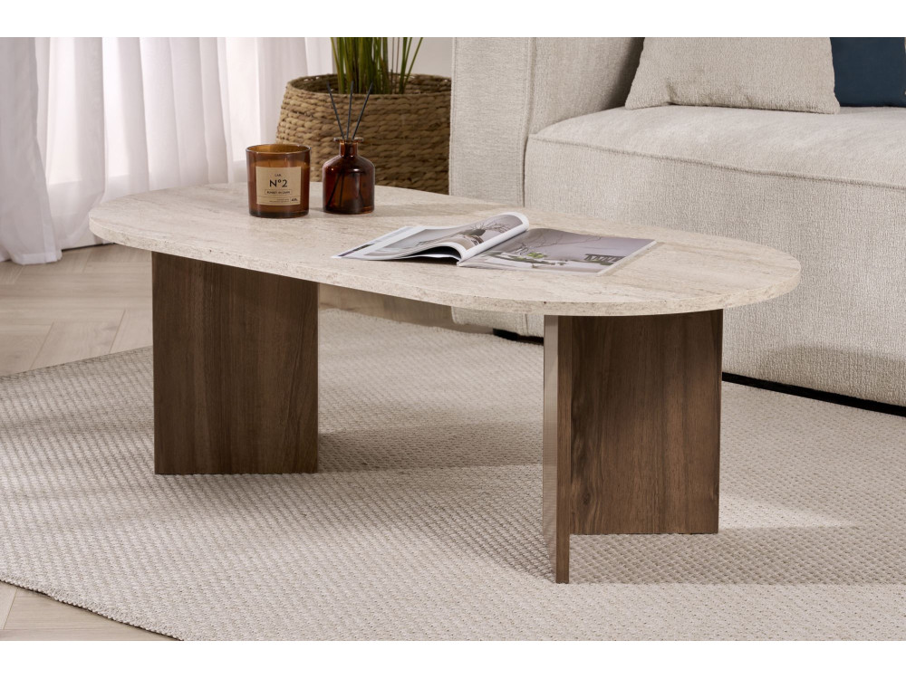 Mesa de centro em madeira "Sable" 119 x 60 x 40 cm - Travertino