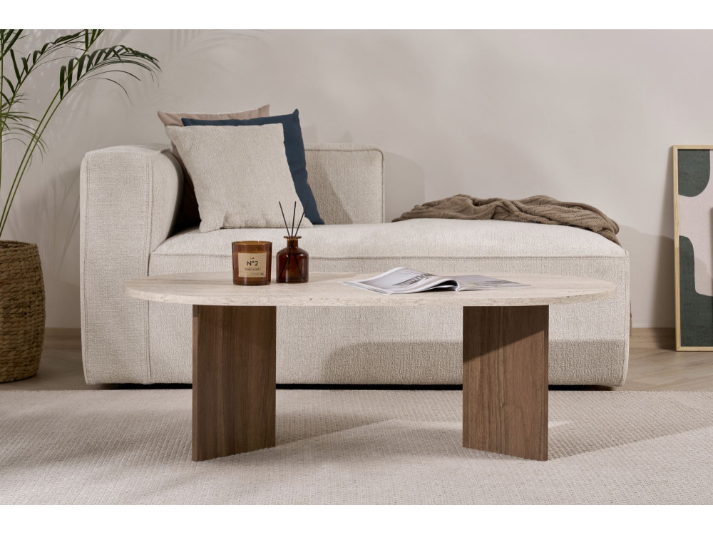 Mesa de centro em madeira "Sable" 119 x 60 x 40 cm - Travertino