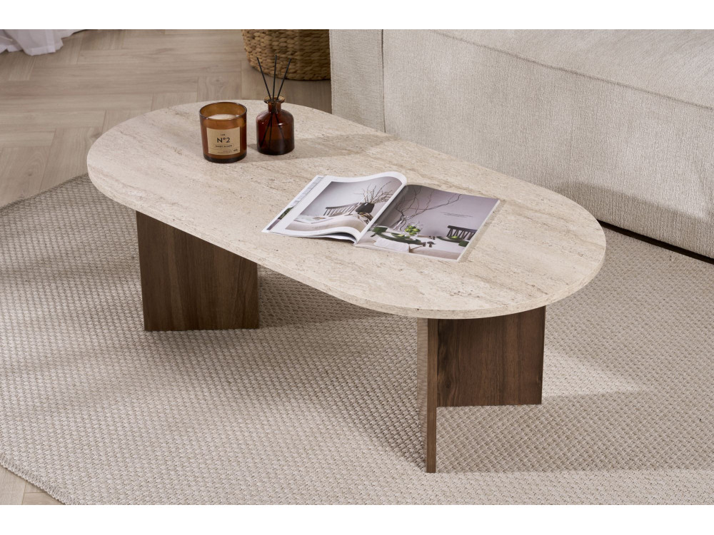 Mesa de centro em madeira "Sable" 119 x 60 x 40 cm - Travertino