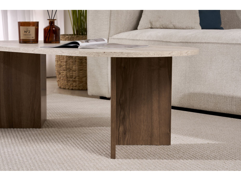 Mesa de centro em madeira "Sable" 119 x 60 x 40 cm - Travertino