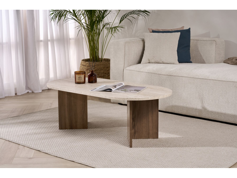 Mesa de centro em madeira "Sable" 119 x 60 x 40 cm - Travertino