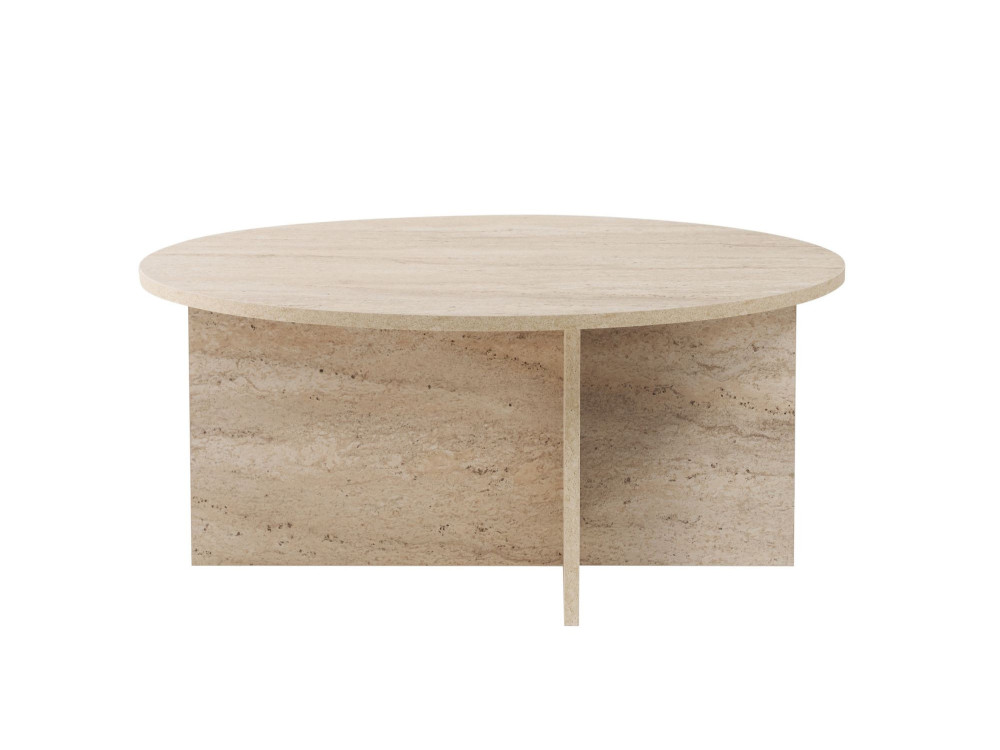 Mesa de centro de madeira "Sun" - 90 x 90 x 40 cm - Travertino