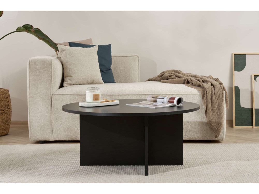 Mesa de centro "Sun" em madeira - 90 x 90 x 40 cm - Madeira preta