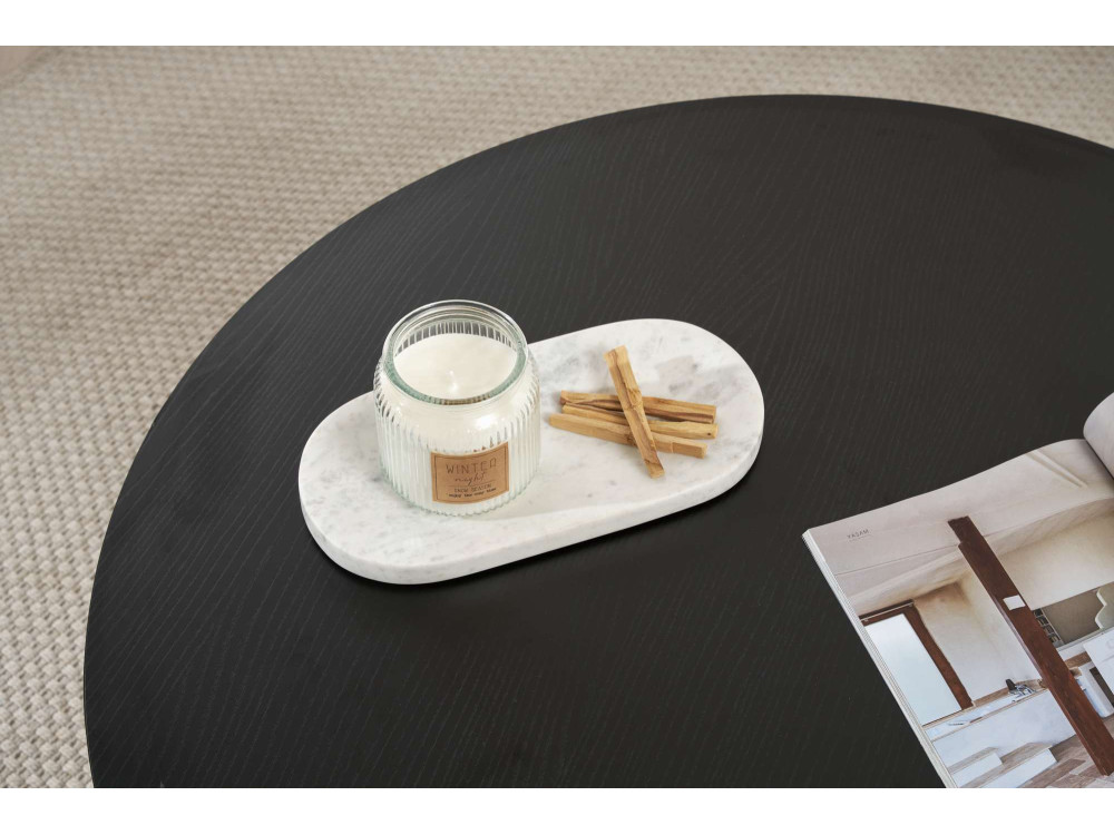 Mesa de centro "Sun" em madeira - 90 x 90 x 40 cm - Madeira preta