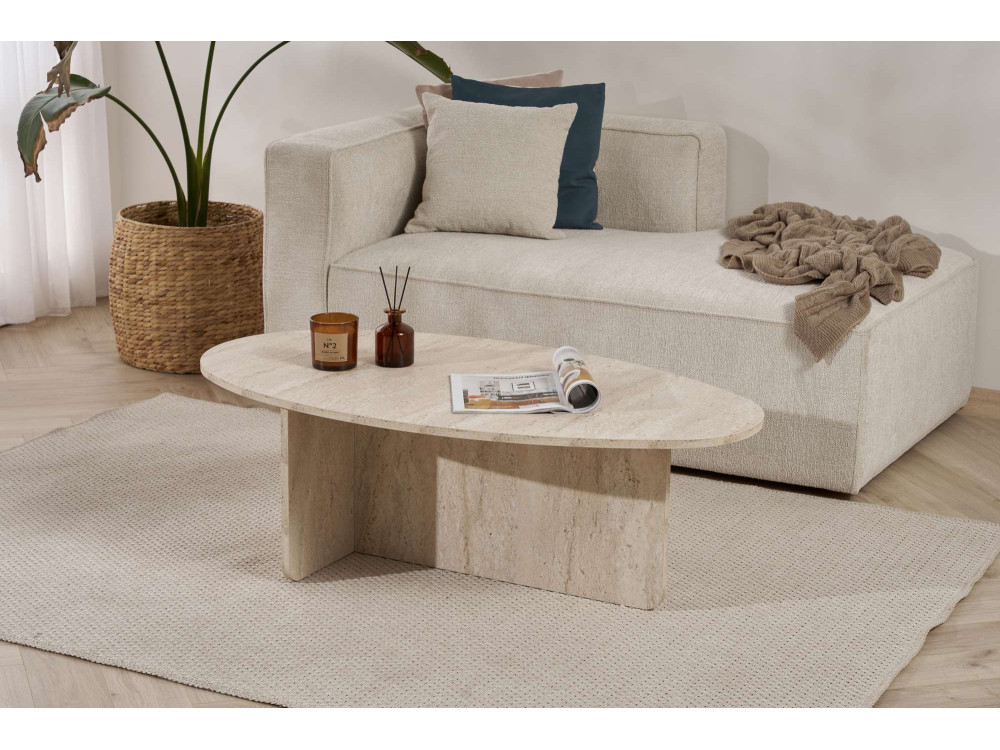 Mesa de centro em madeira "Orba" - 120 x 65 x 40 cm - Travertino