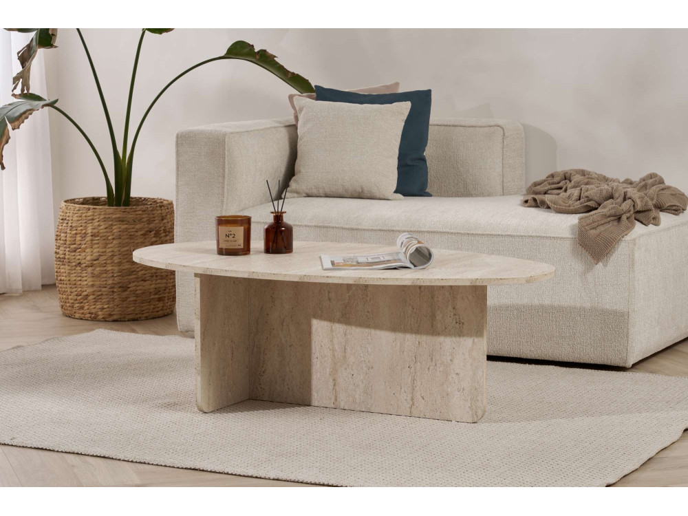 Mesa de centro em madeira "Orba" - 120 x 65 x 40 cm - Travertino