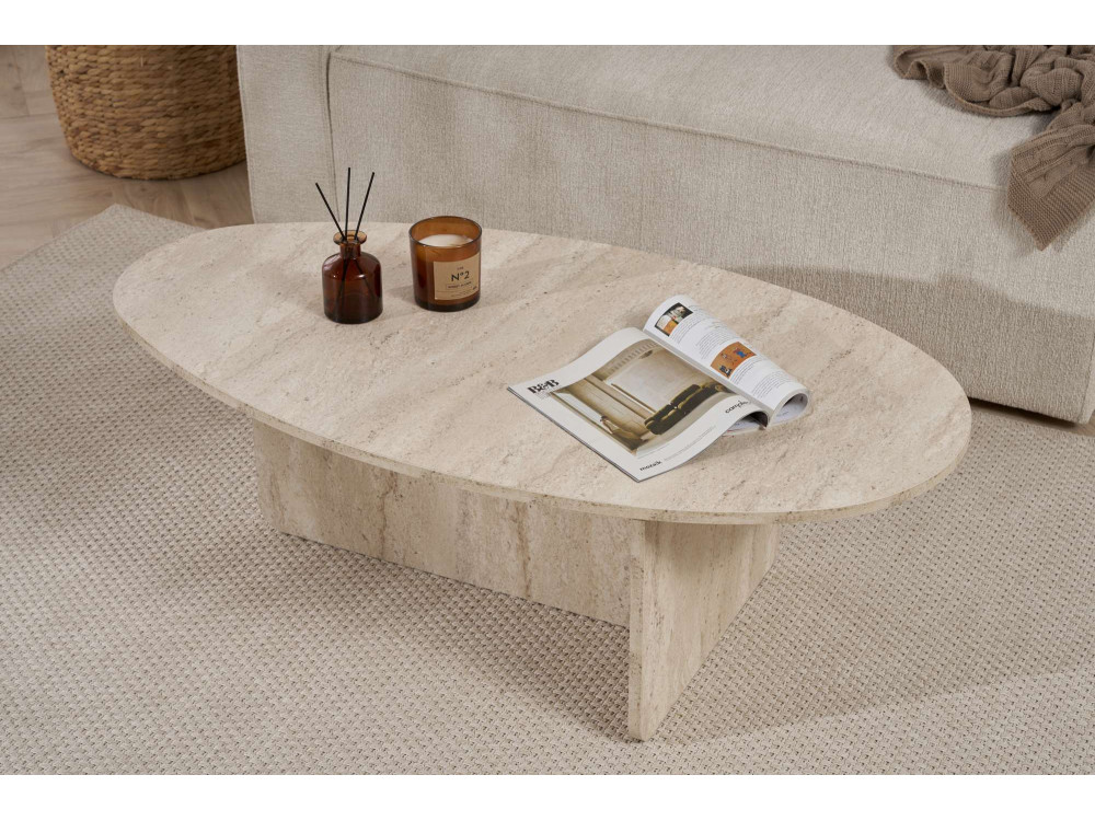 Mesa de centro em madeira "Orba" - 120 x 65 x 40 cm - Travertino