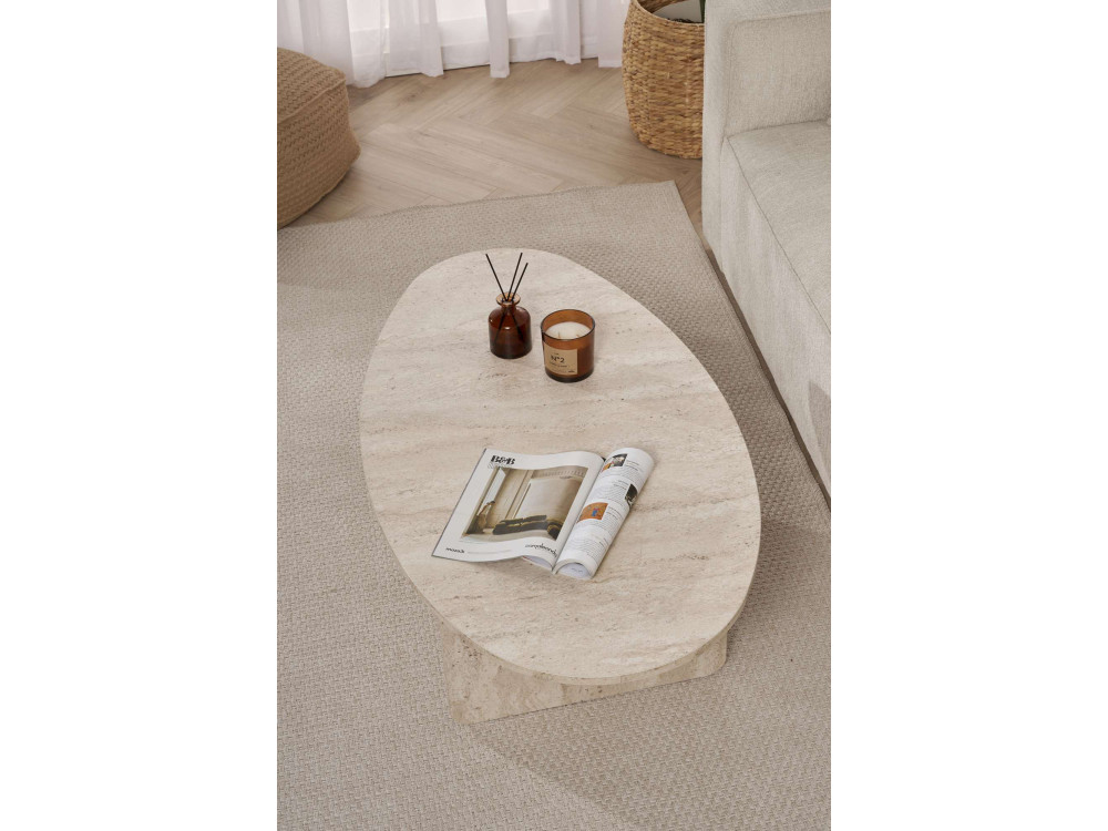 Mesa de centro em madeira "Orba" - 120 x 65 x 40 cm - Travertino