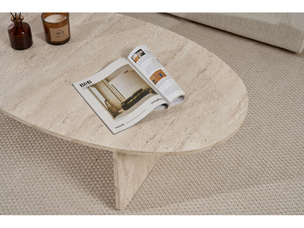 Mesa de centro em madeira "Orba" - 120 x 65 x 40 cm - Travertino