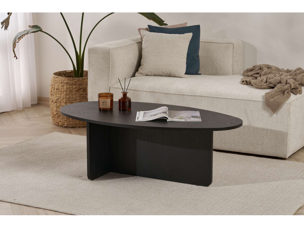 Mesa de centro de madeira "Orba" - 120 x 65 x 40 cm - Madeira preta