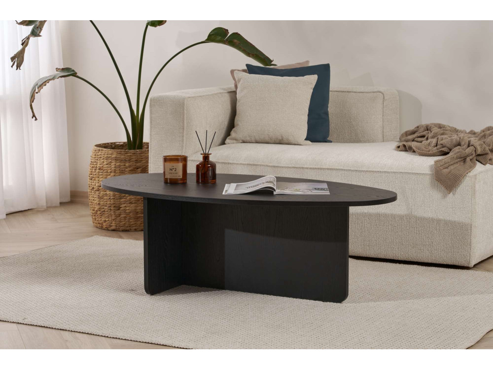 Mesa de centro de madeira "Orba" - 120 x 65 x 40 cm - Madeira preta