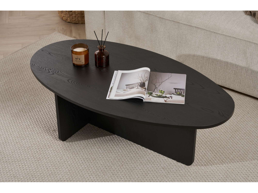 Mesa de centro de madeira "Orba" - 120 x 65 x 40 cm - Madeira preta