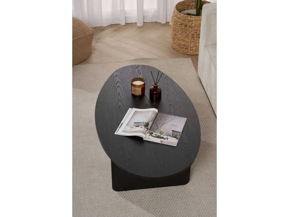 Mesa de centro de madeira "Orba" - 120 x 65 x 40 cm - Madeira preta