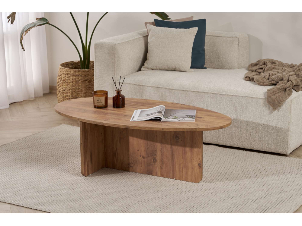 Mesa de centro em madeira "Orba" - 120 x 65 x 40 cm - Pinho Atlântico