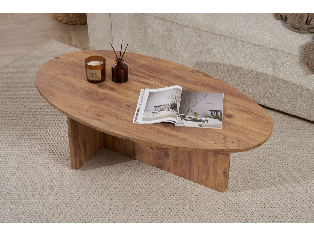 Mesa de centro em madeira "Orba" - 120 x 65 x 40 cm - Pinho Atlântico