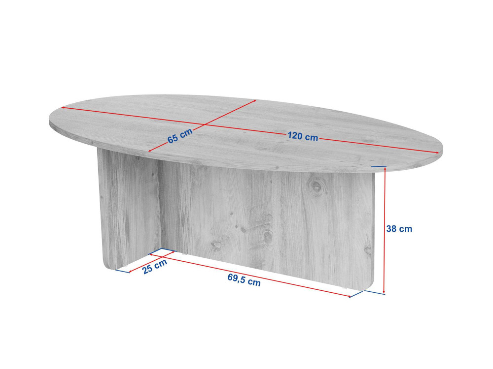 Mesa de centro em madeira "Orba" - 120 x 65 x 40 cm - Carvalho