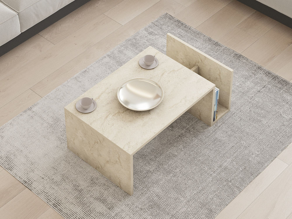 Mesa de centro de madeira "Memo" - 86 x 50 x 32 cm - Travertino