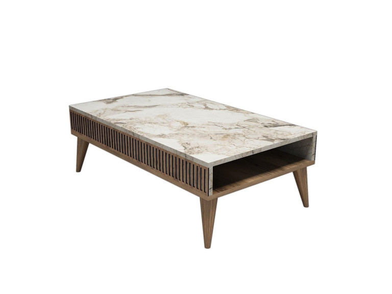 Mesa de centro de madeira "Milan" - 105 x 60 x 34 cm - Nogueira branca