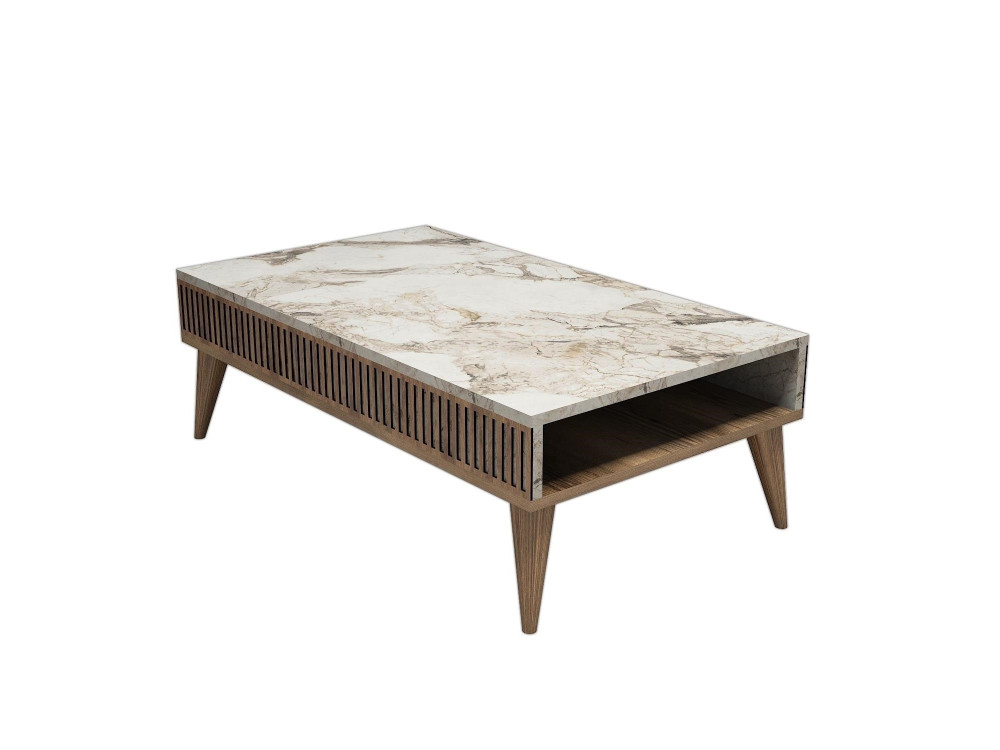 Mesa de centro de madeira "Milan" - 105 x 60 x 34 cm - Nogueira branca
