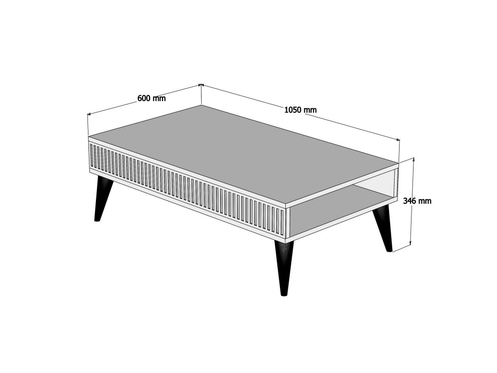 Mesa de centro de madeira "Milan" - 105 x 60 x 34 cm - Nogueira branca