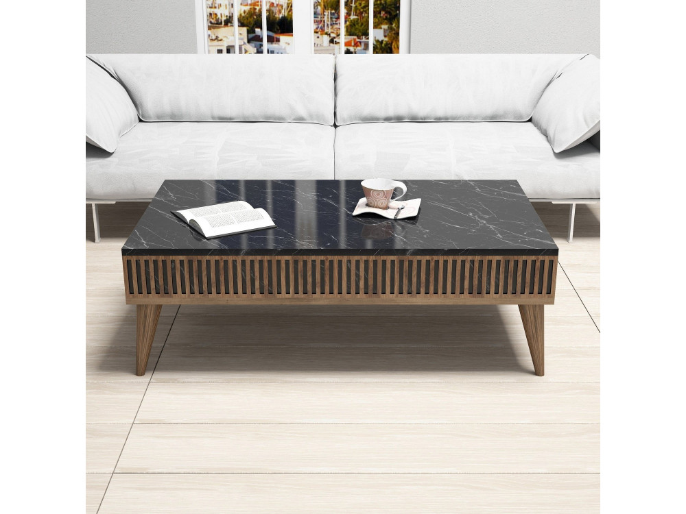 Mesa de centro de madeira "Milan" - 105 x 60 x 34 cm - Nogueira, Preta