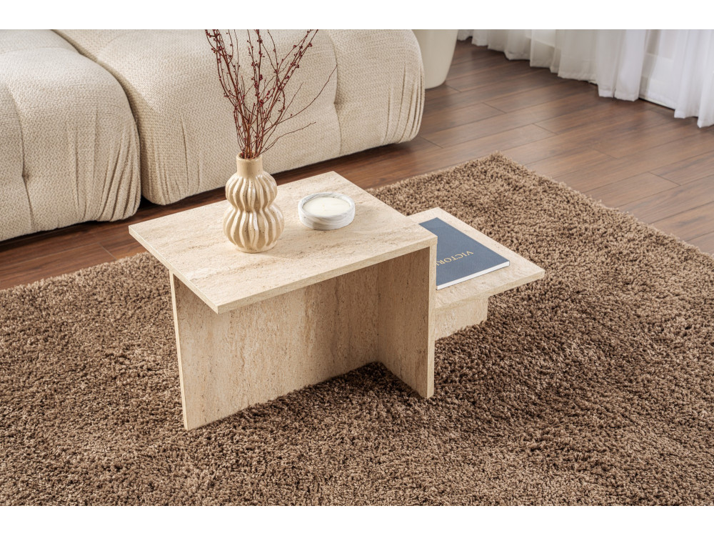 Mesa de centro de madeira "Harmony" - 80 x 40 x 40 cm - Travertino