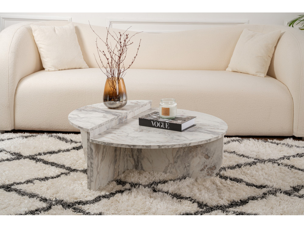 Mesa de centro de madeira "Orion" 90 x 60 x 30 cm - mármore Freesia