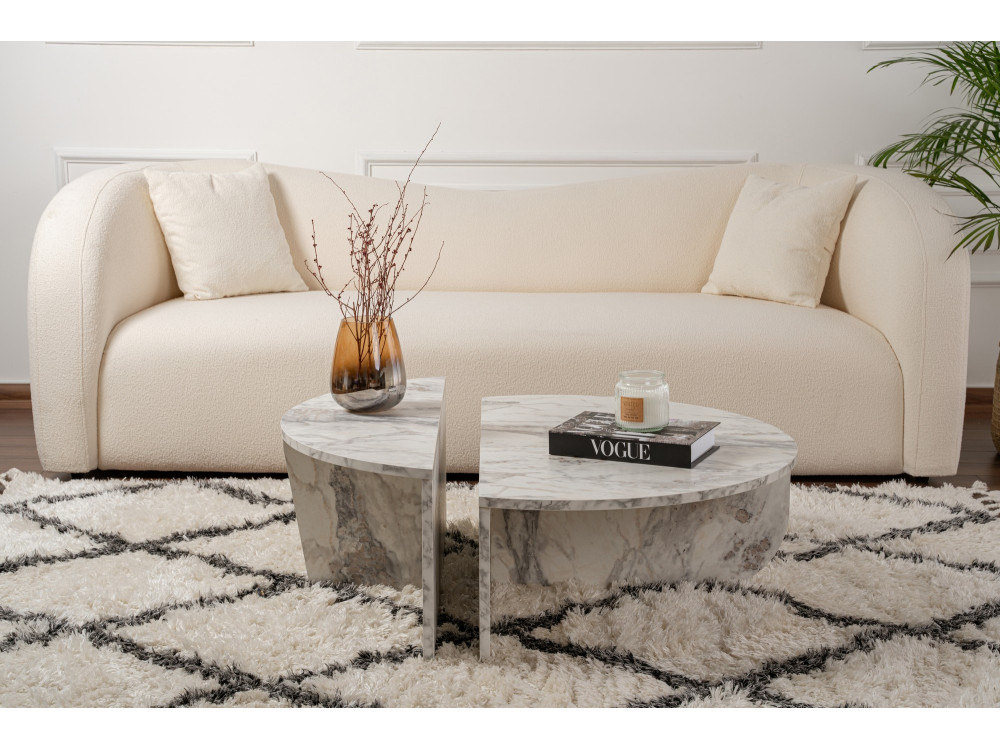 Mesa de centro de madeira "Orion" 90 x 60 x 30 cm - mármore Freesia