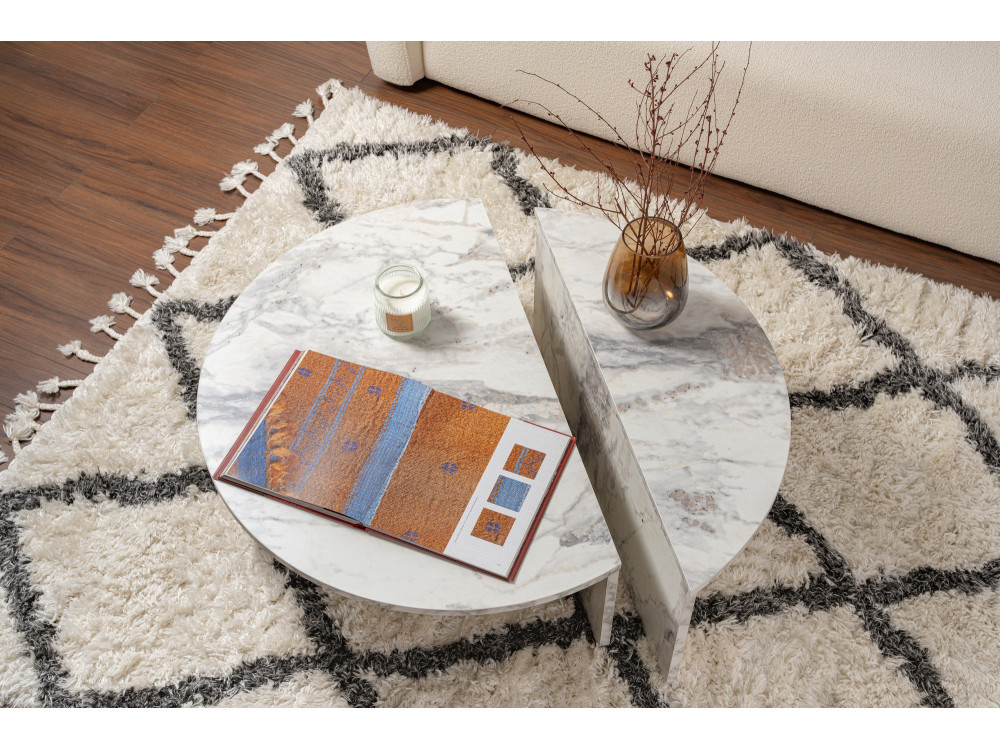 Mesa de centro de madeira "Orion" 90 x 60 x 30 cm - mármore Freesia