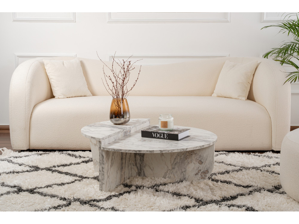 Mesa de centro de madeira "Orion" 90 x 60 x 30 cm - mármore Freesia