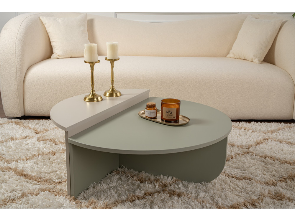 Mesa de centro de madeira "Orion" 90 x 60 x 30 cm - Verde cinza