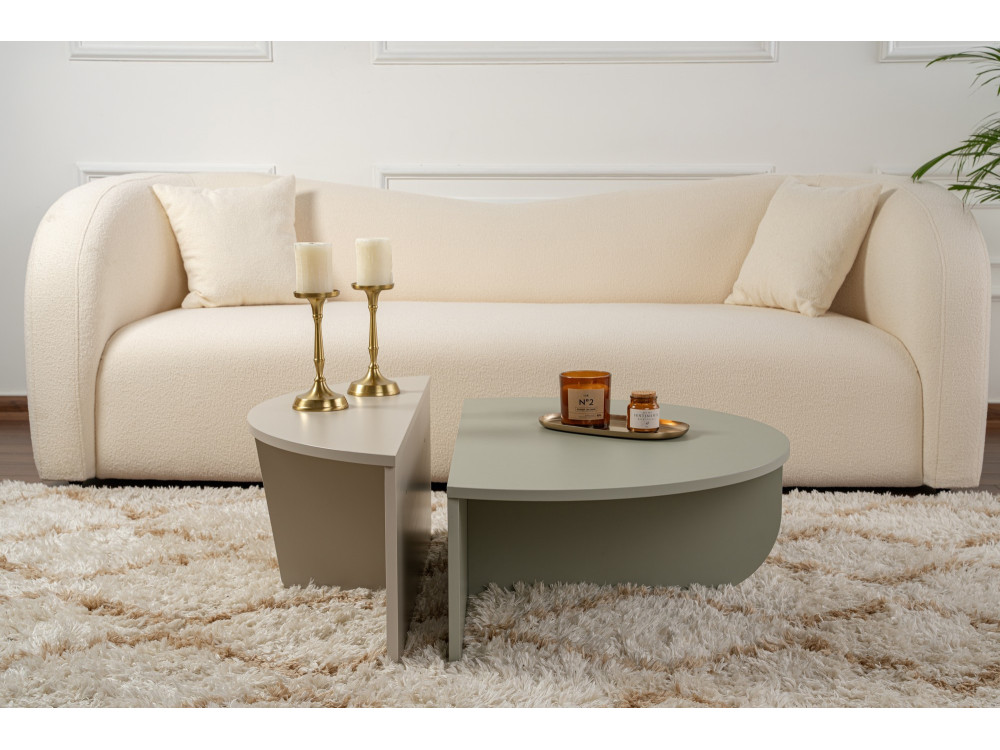 Mesa de centro de madeira "Orion" 90 x 60 x 30 cm - Verde cinza