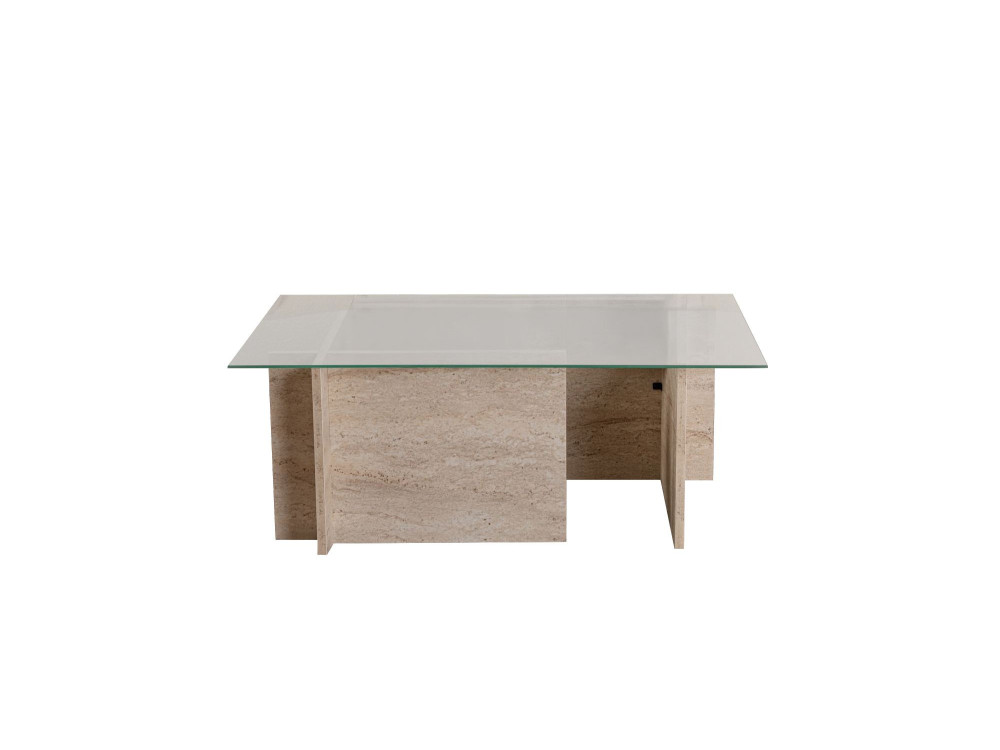 Mesa de centro em madeira "Vetrino" - 105 x 65 x 40 cm - Travertino