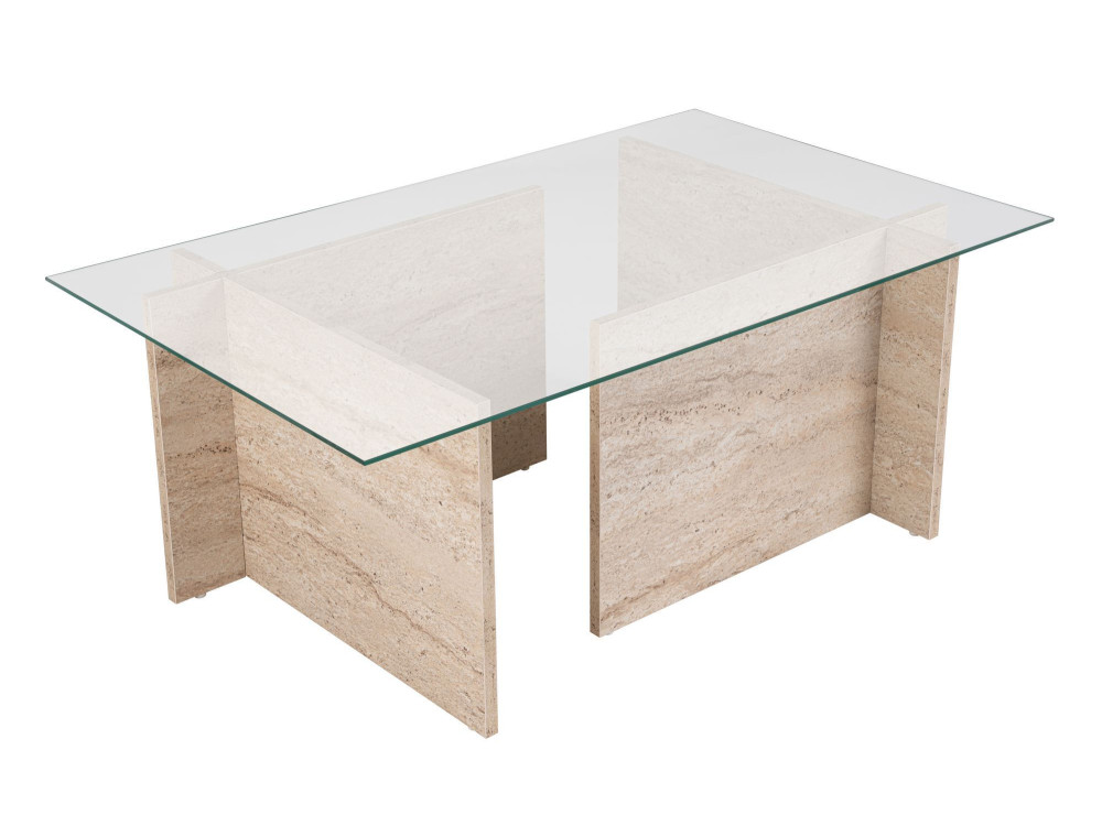 Mesa de centro em madeira "Vetrino" - 105 x 65 x 40 cm - Travertino