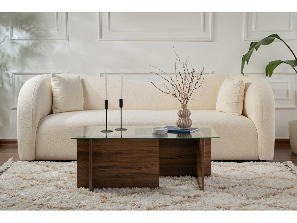 Mesa de centro em madeira "Vetrino" - 105 x 65 x 40 cm - Nogueira
