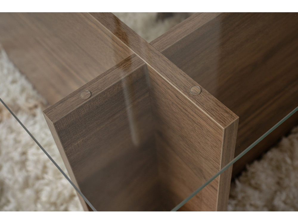 Mesa de centro em madeira "Vetrino" - 105 x 65 x 40 cm - Nogueira
