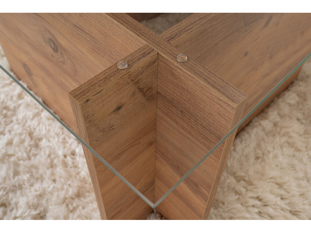 Mesa de centro em madeira "Vetrino" - 105 x 65 x 40 cm - Pinho Atlântico