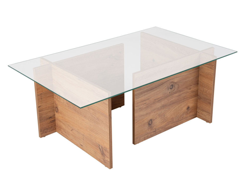 Mesa de centro em madeira "Vetrino" - 105 x 65 x 40 cm - Pinho Atlântico
