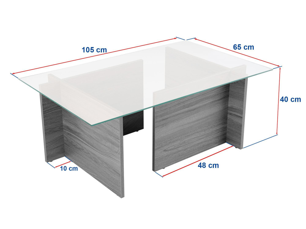 Mesa de centro em madeira "Vetrino" - 105 x 65 x 40 cm - Pinho Atlântico