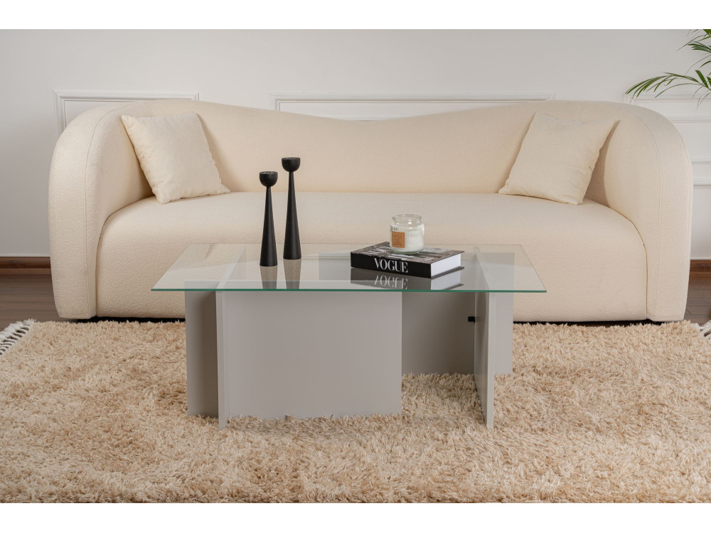 Mesa de centro em vidro "Vetrino" 105 x 65 x 40 cm - Cinzento