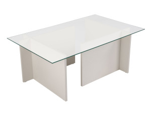 Mesa de centro em vidro "Vetrino" 105 x 65 x 40 cm - Madeira branca